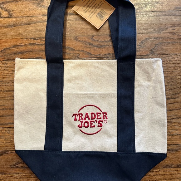 Trader Joe’s Mini Canvas Tote Bag - BLUE. NWT - Picture 6 of 7